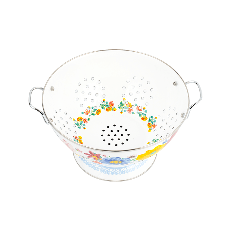 Cesta de frutas de esmalte vintage