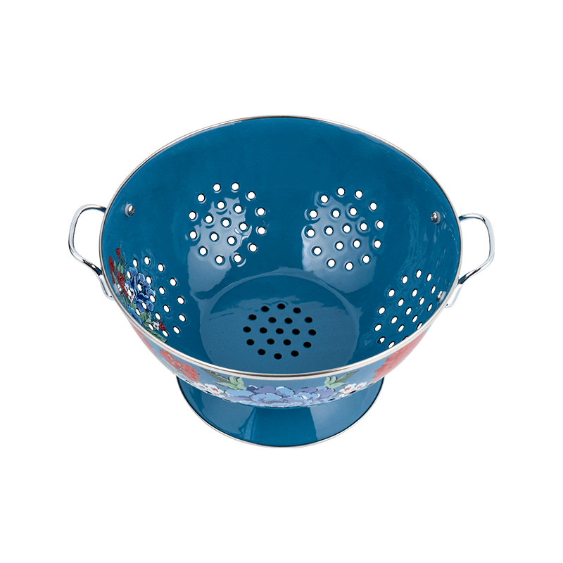 Cesta de frutas de esmalte vintage