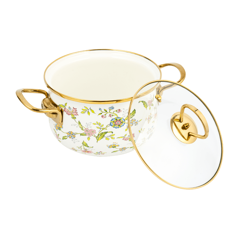 806d-5 aço inoxidável aro redondo Stockpot SIMMER Potão de esmalte