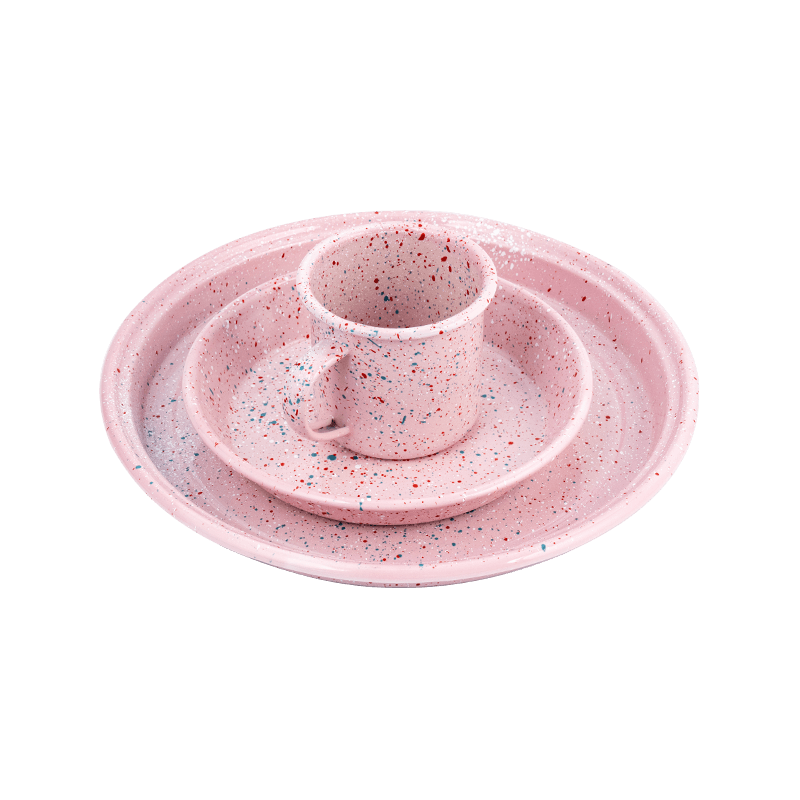 Conjunto de chá de esmalte floral europeu