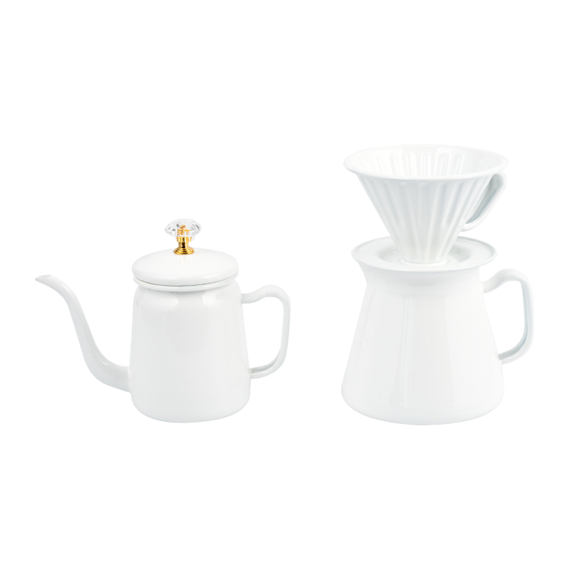 Kit de utensílios de café de esmalte